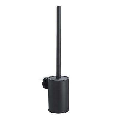 China Modern Wall Mount Toilet Sweep Stainless Steel Black Bathroom Accessories Toilet Brush Holder Cleaning Set for sale