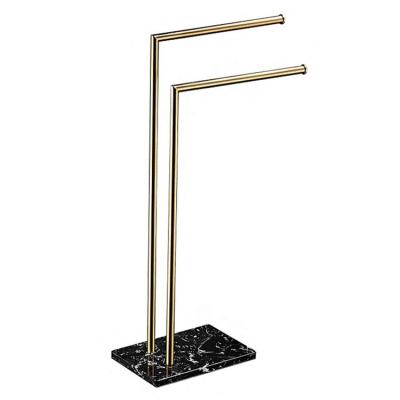 China None Brushed Gold Floor Standing Towel Rack Bathroom Stainless Steel Towel Rack Floor Towel Rack for sale