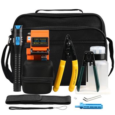 China FTTH 13 Pcs/Set FTTH Fiber Optic Tool Kit With AUA-60S Fault Locator 5mW Tool B Plastic Visual Pliers Cleaver And Stripper for sale