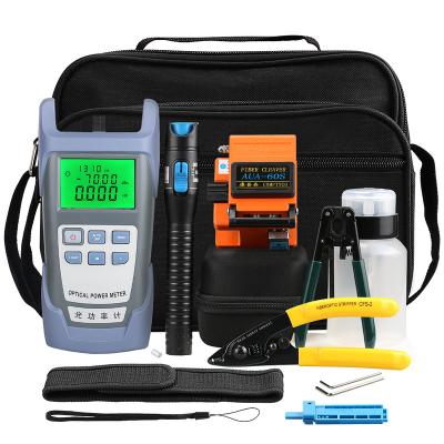 China FTTH Fiber Optic Tool Kit 14pcs/set AUA-60S 5km Fiber Optic Cleaver -70~+10dBm Power Meter Laser Pen C for sale