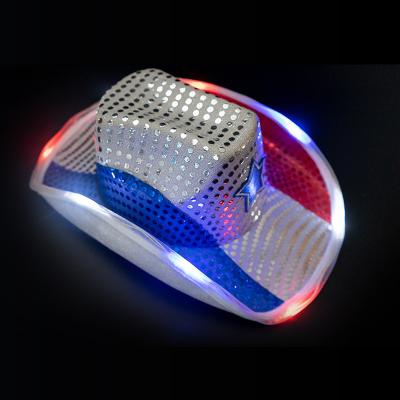 China Luminous Led Glowing Cloth Fashion Strip Cowboy Hat for sale