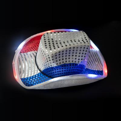 China Hot Selling Colorful Fabric LED Light Up Cowboy Hat Jazz Hat for sale