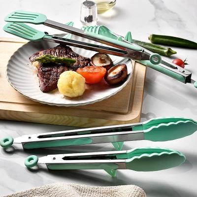 China Wholesale 9/12 Inch Heat Resistance Bread BBQ Salad Meat Food Tongs Serving Cookware Sets BBQ Grill BBQ Tongs With Soft Handle for sale