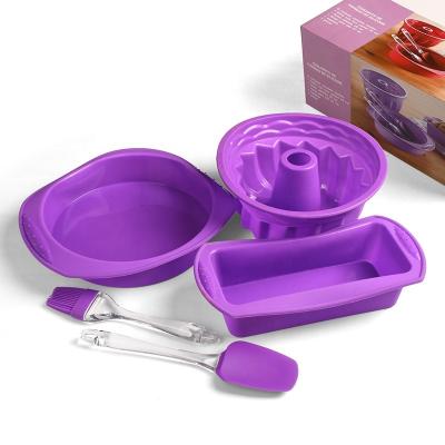 China Customized Viable Silicone Cake Mold Pastry Tool Kit Baking Spatula Brush Round Shape Mold for Baking Tool Kit for sale