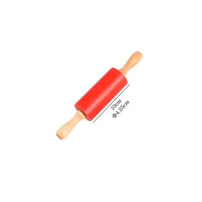 China Sustainable Silicone Dough Roller With Wooden Handle Silicone Rolling Pin Non-Stick Dough Roller for sale