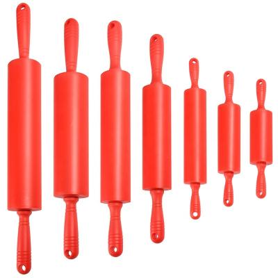 China Viable Baking Tools Silicone Dough Roller With Handle Plastic Silicone Rolling Pin For Kitchen Gadgets for sale