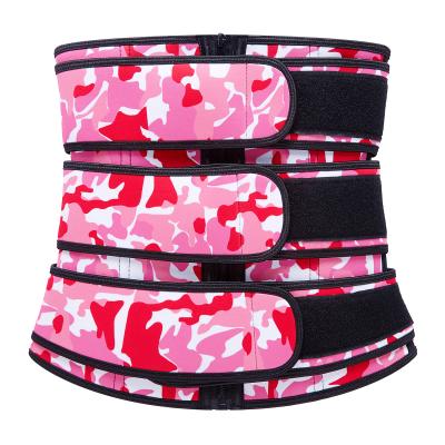 China Logo Private Label Women Slimming Trimmer Belt Workout Compression Three Belt Neoprene Waist Trainer New Printing for sale