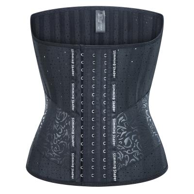 China Customized Breathable 3 Row Steel Bone Hooks Logo 25 Large Corset Sweating Workout Latex Waist Trainer for sale