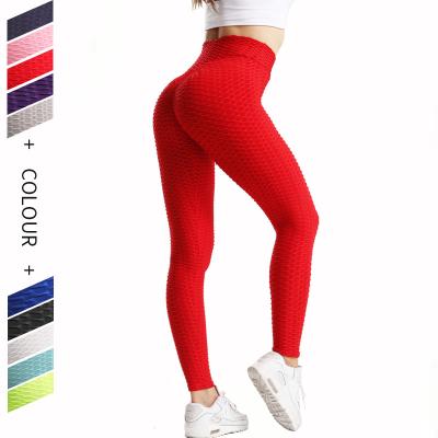 China Breathable Popcorn High Waist Yoga Pants Tummy Control Workout Ruched Butt Lifting Stretchy Leggings Textured Booty Tights for sale