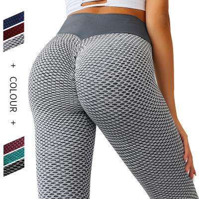 China Breathable Tik Tok Leggings For Women Seamless Butt Lifting High Waisted Push Up! crack! Booty Yoga Pants Textured Ruched Pantyhose for sale