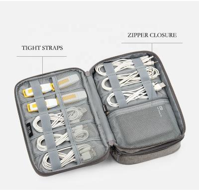 China Durable Portable Travel Cable Electronics Organizer Cord Gadget Gear Storage Cases Double Layer Bag for sale