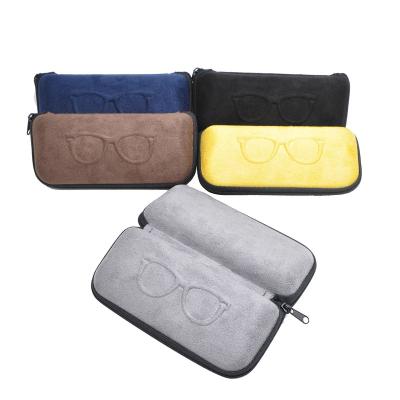 China Hard Zipper Velvet EVA Protective Travel Zipper Case Carry Bag For Reading Glasses Sunglasses for sale