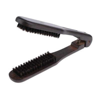 China Home V Shape Hairdressing Straightening Hair Brush Straightener Double-Brush Wooden Anti-static Comb for sale