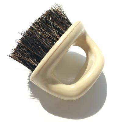 China Angular Blush Barber Black Coarse Horse Bristle Knuckle Mustache Beard Fade Brush for sale