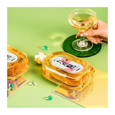 China Glass Bottle Liquid Light Yellow Premium Less Six Pack Peach Sweet Fruit Wine for sale