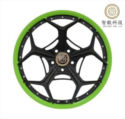 China Aluminum Alloy 19x8.5/19x11ET35/50 5x112 CB57.1Apple Green Overlaid Bright Black 6061Aluminum Alloy Rims Front And Rear Pairing 19 Inch for sale