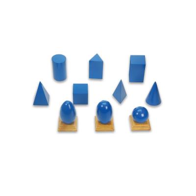 China Geometric Solid Montessori Teaching Materials Blue With Wooden Bases And Planes for sale