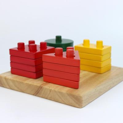 China Montessori Board Eco-friendly Material Wooden Stacking Count Train Sorter Wooden Montessori Educational Toys Kids for sale