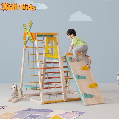 China Eco-Friendly Xiair Montessori Climbing Frames With Ramps Varying Heights Indoor Climbing Set For Toddlers Wooden Pickler Climbing Frame for sale