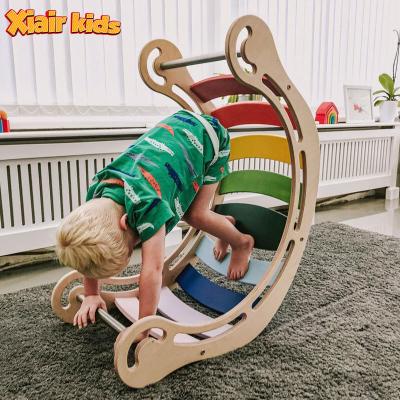 China Eco-friendly; Water Based Paint And Lacquer Xiair Kids Baby Montessori Rocker Board Toys Rainbow Rocking Montessori Rocker Rocker Arch Play Set for sale