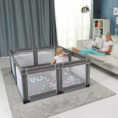 China Easy Install Xiair Gray Portable Kids Playpen Strong Folding Fence Baby Play Yard Home Indoor Playpen Strong Yard Play Center High Quality Safety for sale