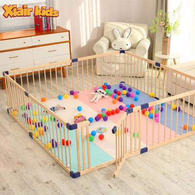 China Indoor Crawling Toddler Durable Wooden Playpen Baby Xiair Playard Portable Playpen for Infant Play Center Safety Child Wooden Playpen for sale