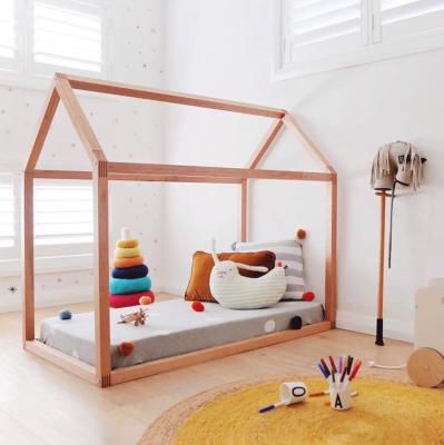 China Wooden Storage Bed Kids Bedroom Furniture Floor Bedroom Bed Frame Montessori Floor Bed for sale