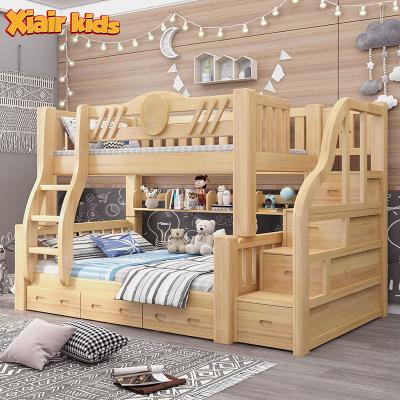 China Xiair Furniture Kids Bedroom Bunk Beds Furniture Multifunctional Baby Solid Wood Modern Solid Wood Bunk Bed For Kids School Supplier With Designs for sale