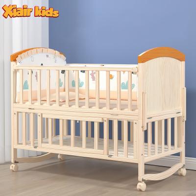 China Durable+Adjustable+Mobile Xiair Multi-Functional Children's Crib Safety Crib Baby Crib Wooden Convertible Crib with Wheels for Babies Sleeping for sale