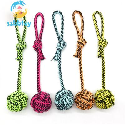 China Sustainable Pet Products Colorful Cotton Rope Dog Toy Ball Indestructible for sale