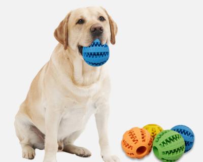 China Natural Indestructible Soft Pet Stocked Rubber Tooth Cleaning Durable Dog Chew Ball Toy for sale