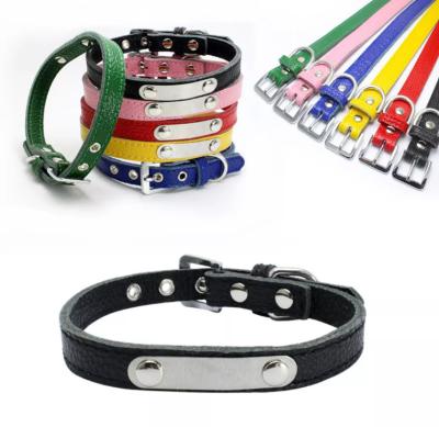 China Ins Style Stored Pet Supplies Custom Print LOGO Multi Colors Leather Dog Collar for sale