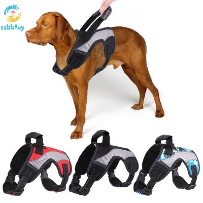 China Stocked Reflective Detachable Breathable Mesh Service Pet Vest Pull Dog Harness for sale