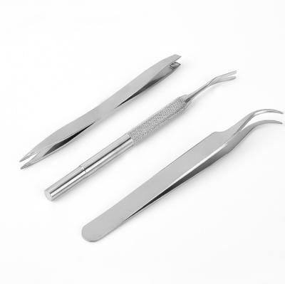 China Stocked 3 Pack Pet Lice Flea Removal Tool Kit Stainless Steel Tick Tweezers for sale