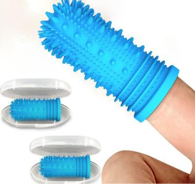 China Hot Selling Stocked Soft Silicone Pet Finger Toothbrush For Puppy Cat Dog Teeth Cleaning Brush Pet Finger Brush for sale