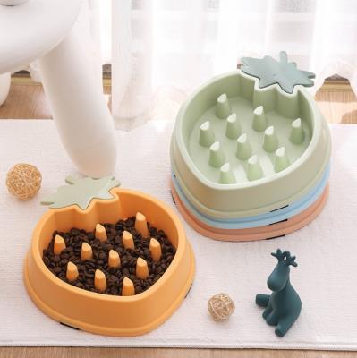 China Colorful Cute Plastic Pet Slow Feeder Anti Choking Stocked Dog Eating Slow Bowl for sale