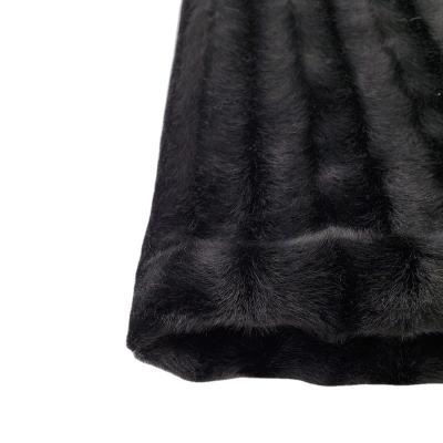 China Tear-resistant rayon fabric material textile embossed mink-like velor through fabric plush for sale