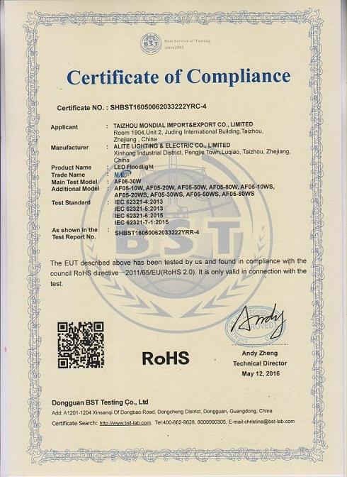 RoHS - Taizhou Mondial Import & Export Co., Limited