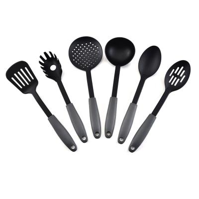 China Sustainable Kitchen Handle 6 Pcs Nylon Soft Touch TPR Cookware Set Turner Skimmer Soup Pocket Spoon Set for sale