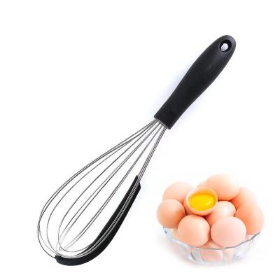 China Sustainable Handheld Kitchen Soft Touch 2 in1 Egg Beater Pastry Cream Beater With Silicone Scraper for sale