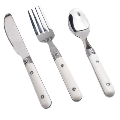 China Durable Dinnerware Set High Quality ABS Handle 3 Pieces Stainless Steel Spoon Fork Knife Dining Table Cutlery Set for sale