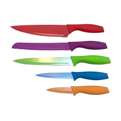 China Sustainable Hot Selling Colorful Amazon Kitchen Chef Knife Set With Fish Bone Cover for sale