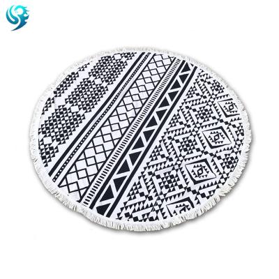 China Factory Wholesale QUICK DRY Black and White Mandala Free Sample Round Beach Towel for sale