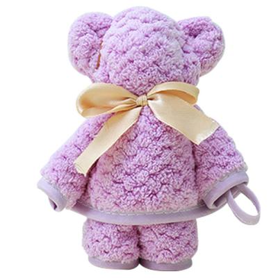 China Child Safe Hand Towel Set Cute Bear Shaped Coral Fleece Highly Absorbent Quick Christmas Gift Set Drying Packaging for sale