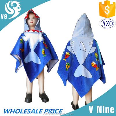 China UPF50+ QUICK DRY velvet logo kids poncho AZO FREE reactive printed custom beach towel for sale