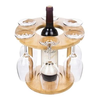 China Viable Bamboo Wooden Wine Glass Cup Holder Cup Hanger Hook Holder Wine Glass Rack Organizer for sale