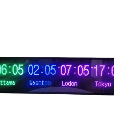 China Indoor Time Zone Clock Godrelish World Full Color Led Timestamp With 4 Time Zone for sale