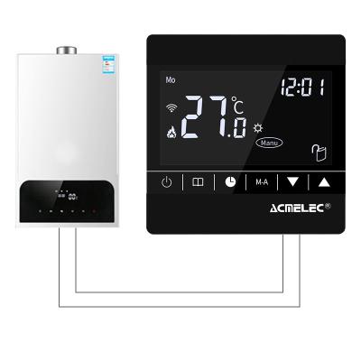 China Modern Black Floor Heating Thermostat For Gas Boiler Touch Screen LED Room Temperature Controller Digital Adjustable Thermostat for sale