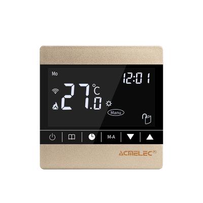 China Gold Modern Floor Heating Digital Adjustable Thermostat For Water Touch Screen LED Room Temperature Controller for sale