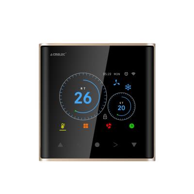 China Tuya Modern Air Conditioner Gold Digital FCU Smart Adjustable Thermostat For Google Home / Alexa WIFI Room Temperature Controller for sale